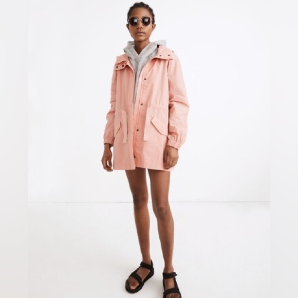 Madewell Water-Resistant Waxed Ripstop Skycloud Raincoat In Pink Large
